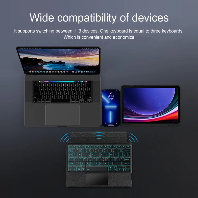 Teclado Mágico Inteligente para Samsung Galaxy Tab Capa Protetora para Tablet Português Hebraico Francês s9 11 Sm-x710 X716b X718u - Imagem 3