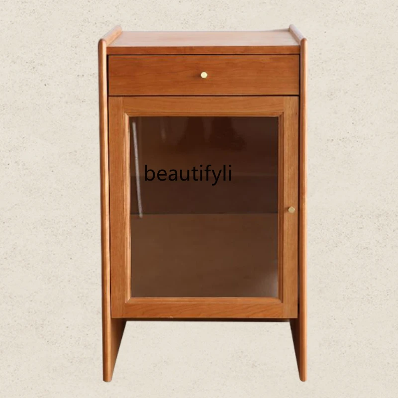 

Шкаф для уборки в скандинавском стиле, робот-пылесос из массива древесины Черри, боковой шкаф, шкаф для уборки китов