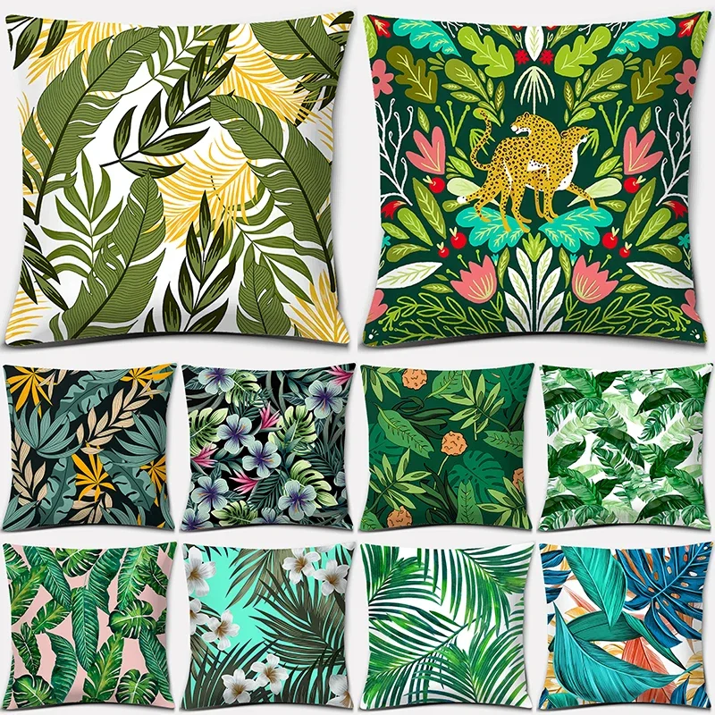 

Plant Pattern Pillowcase Living Room Sofa Cushion Lumbar Cover Home Decor