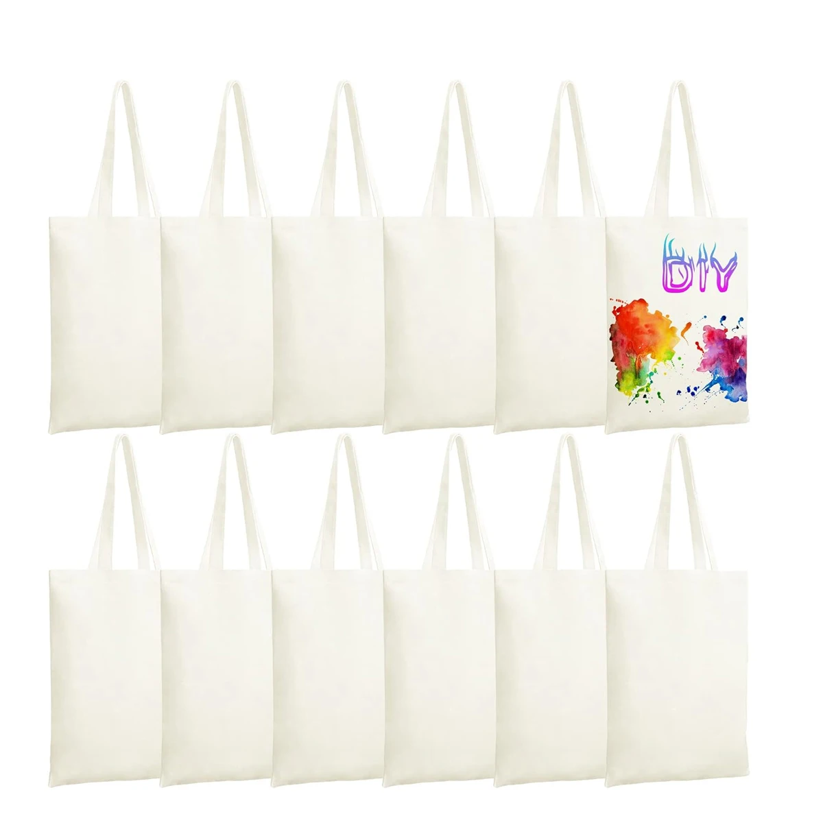 6-Pack DIY Craft: Sublimation Tote Bags Blank Canvas, Reusable - Main Image