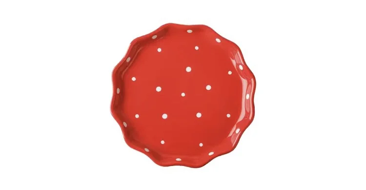 1pc Red Star-shaped Polka Dot Cake Pan, Christmas Mini Dessert Baking Tray,  4.9x4.9x0.78in (12.5x12.5x2cm)