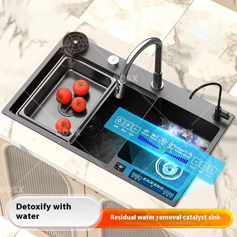 Water Catalyst sinks Stainless Steel Kitchen Sink Multifunctional Smart Double slot Purification Sterilized Fruit