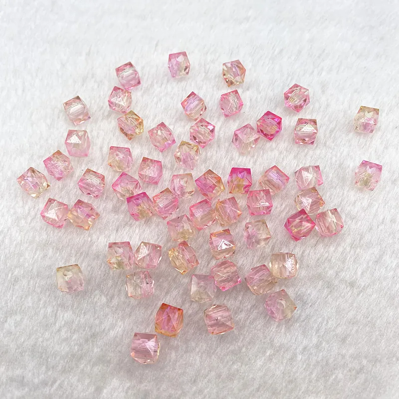새로운 아크릴 다면체 크리스탈 비즈 큐브, DIY 액세서리, 8.5mm, 2 색