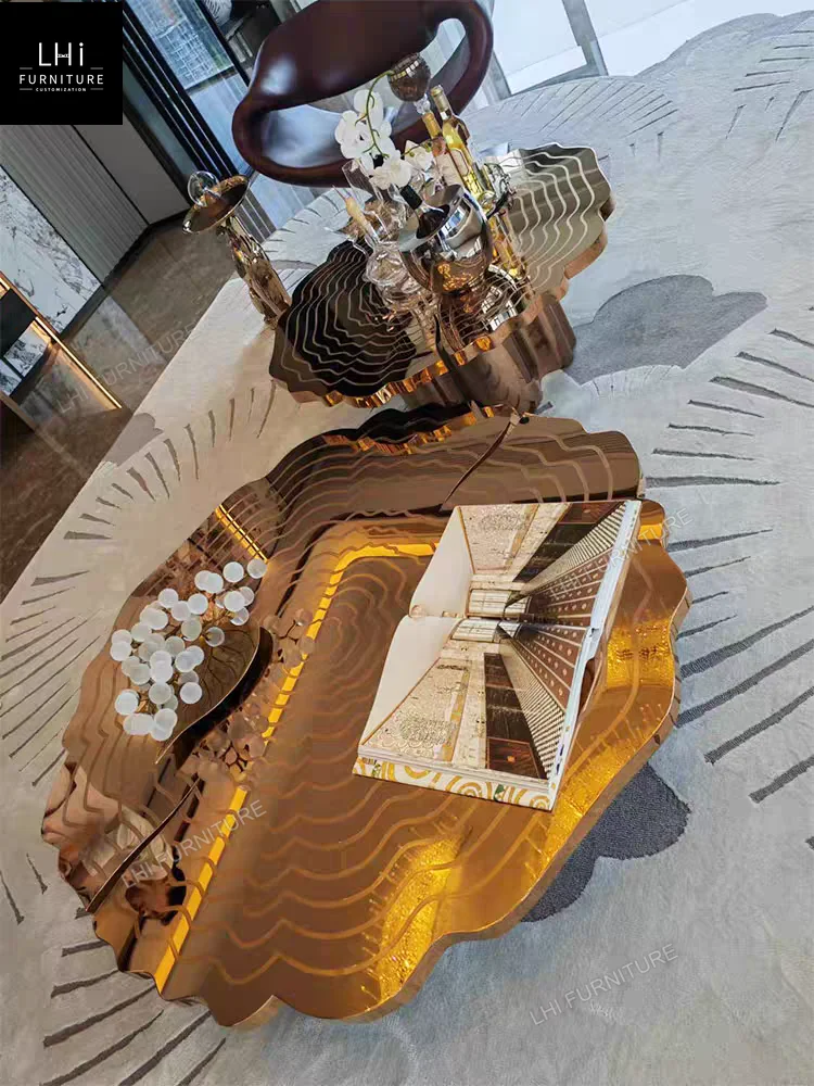 Italian Type Stainless Steel Root Coffee Table Retro FORTUNA PATINA CENTER TABLE Metal Tree Trunk Coffee Table
