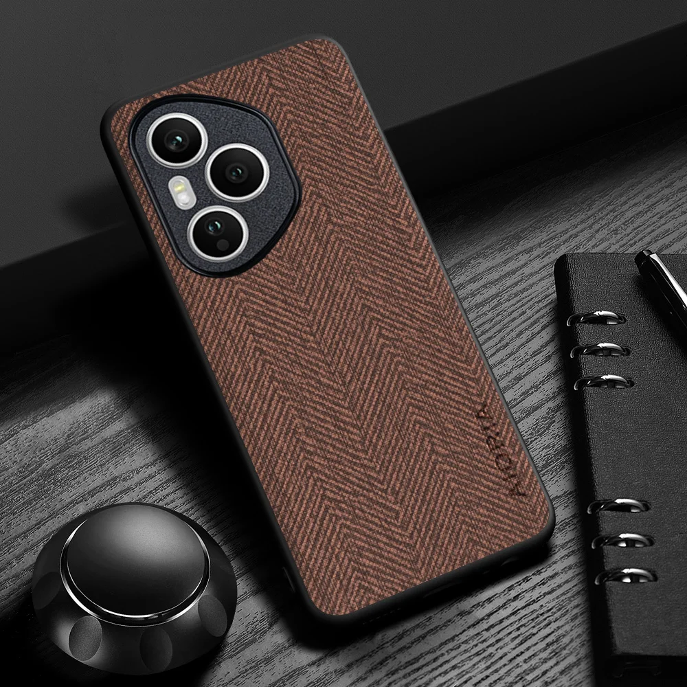 Elegant Leather Wood Grain Case - Sleek and Durable Design