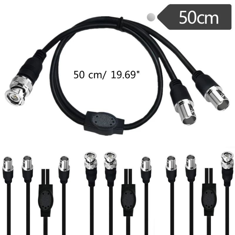 587D Female to Male Plug Extension Coaxial Line BNC Male to Female/Female to Female BNC 1 to 2 Connector Cord Splitter Wire