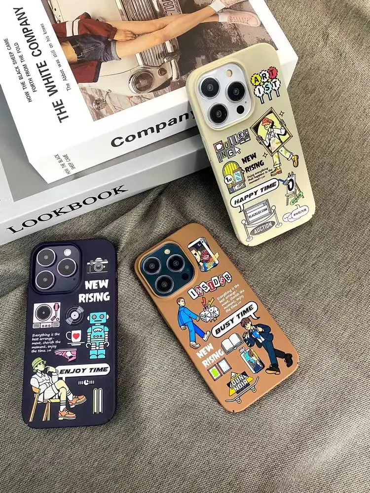 Cartoon Illustration Work Life Skin Friendly Materiale Pc Soft Shell Per 2022 Iphone 11/12/13/14Pro 11/12/13/14Promax 14Plus