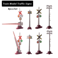 8pcs/lot Miniature Traffic Signs Railroad Scene ABS Plastic Vehicle Toys Railway Train Layout for Diorama 1
