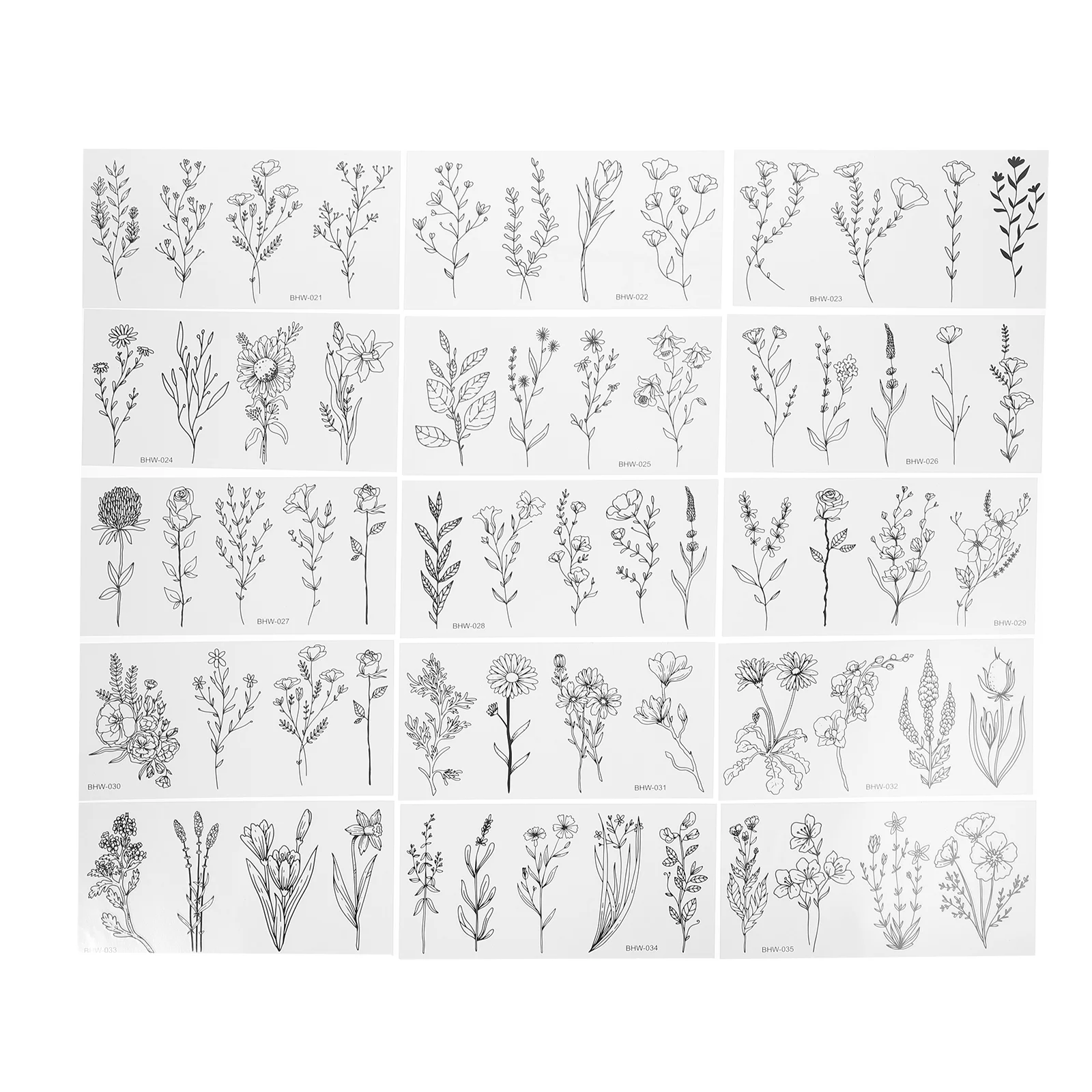 

15 Sheets Small Flower Tattoo Stickers Branch Fake Tattoos Hand Flowers Women Transfer Temporary