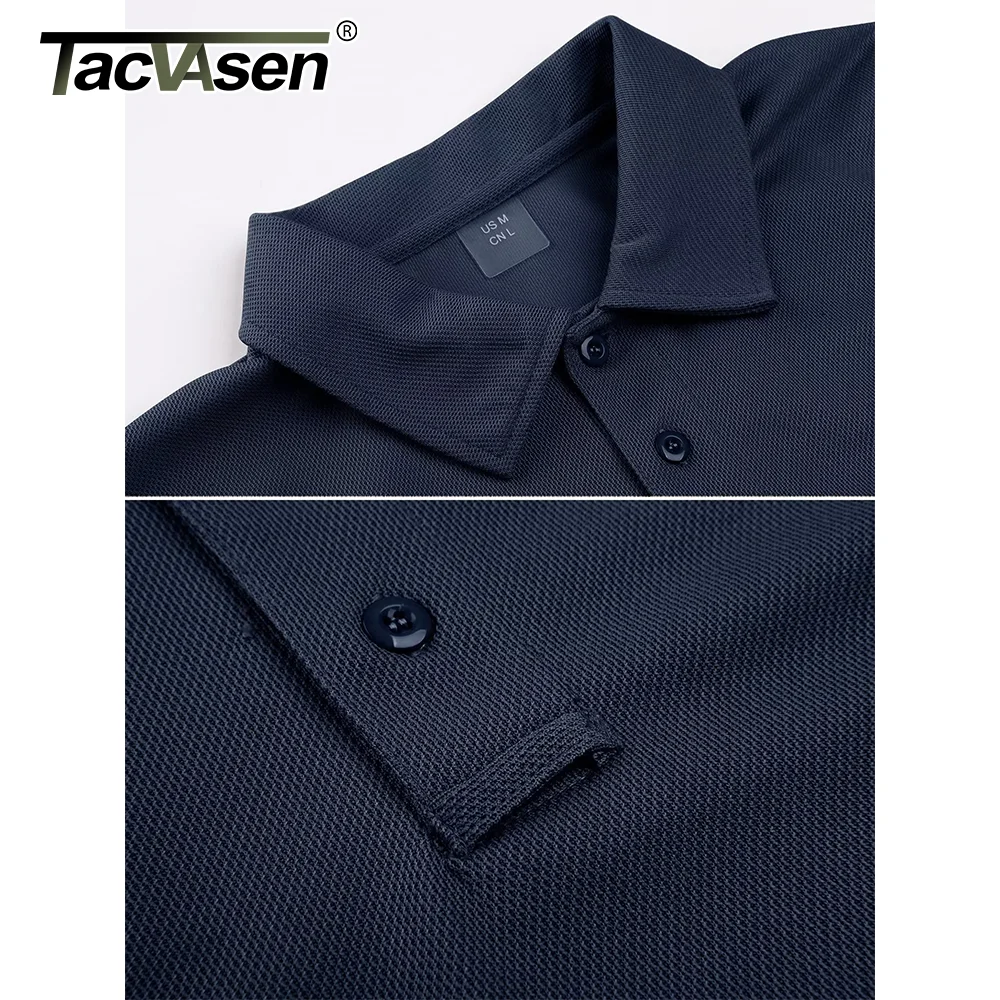TACVASEN 남자 야외 티셔츠 작업 폴로 여름 빠른 건조 티셔츠 긴 소매 경량 골프 티셔츠 티셔츠