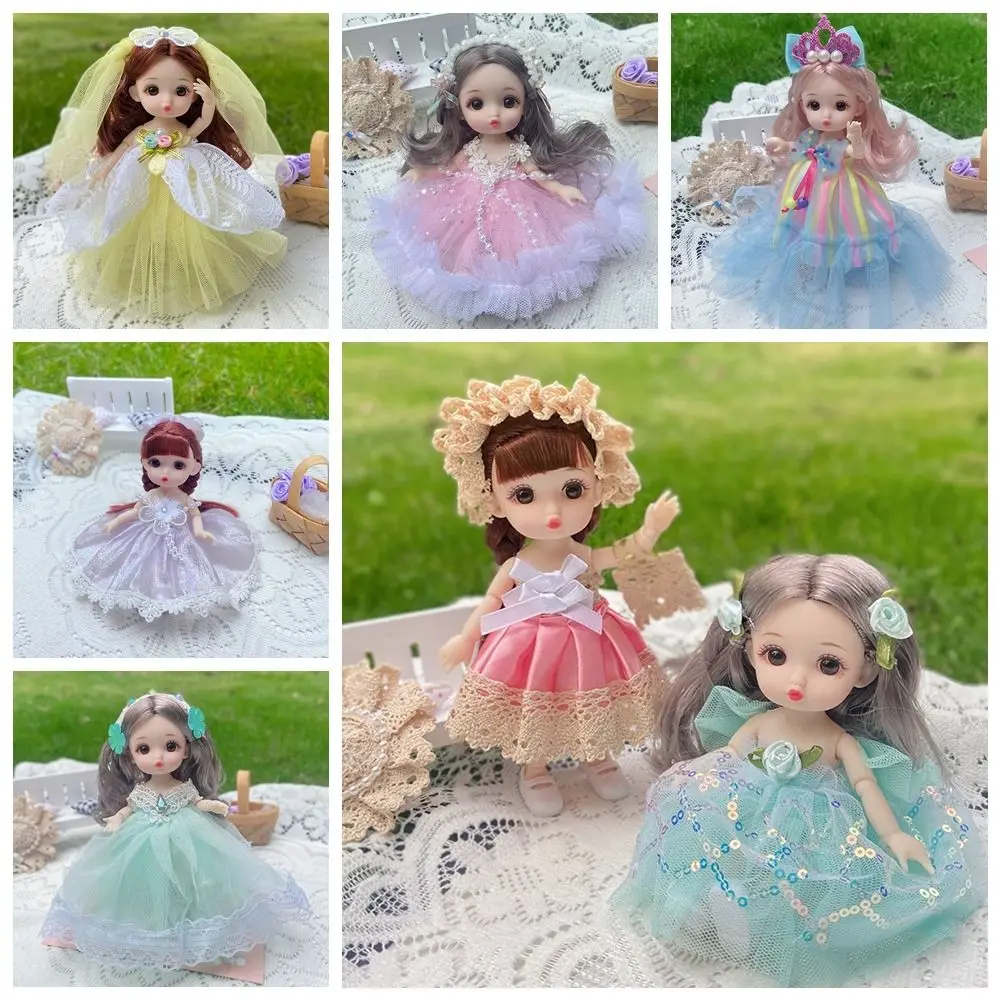 

13 Joints Big Eyes Princess BJD Doll Korean Makeup Look 16 Cm 13 Movable Joints Mini Girl Toy Sweet Thick Hair 16cm Bjd Doll