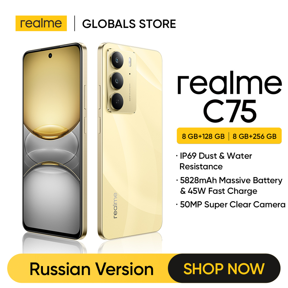 [Russian Version] realme C75 Smartphone NFC Helio G92 Max Chipset 45W Charger 6.72'' 90Hz Display 50MP Camera 5828mAh Battery