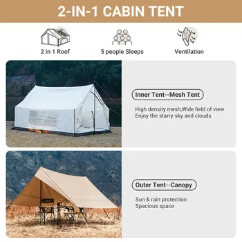 KingCamp Camping Tent, Canopy And Mesh Tent Function 2-in-1 Double Storey House Tent Glamping Tent With Huge Interior Space 2