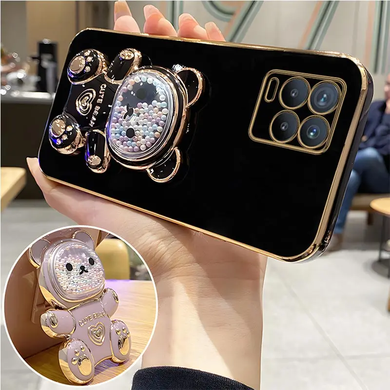 Quicksand – coque de téléphone avec support d'ours, étui avec lanière pour Oppo Realme 8 Pro 5i 6i 8i 9 10, housse de support C20 C11 C21Y C25Y C30 C33_voghion.com