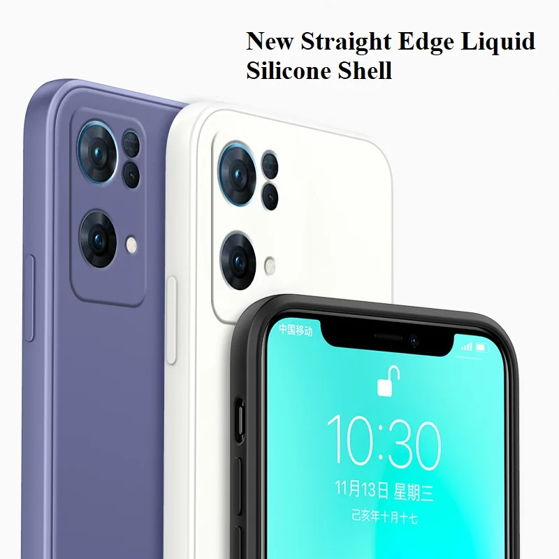 Für OPPO Reno7 Pro 5G SE, einfarbig, gerade Kante, flüssiges Silikon, feines Loch, All-Inclusive-Objektivschutz, Co_voghion.com