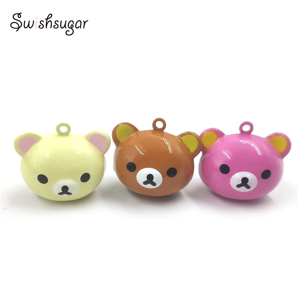 Lovely Metal Animal Enamel Bear Cartoon Bell Charms For Cat Dog Pet Craft Pendant Hanging Jewelry Finding Accessories