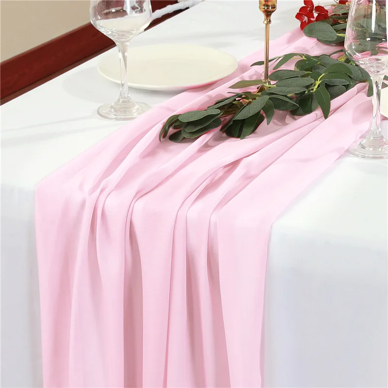 Description Picture 4 of itemChiffon Table Runner Solid Colorful Luxury Rustic Boho Droop For Wedding Easter Decoration Baby Shower Valentine Home Decorate
