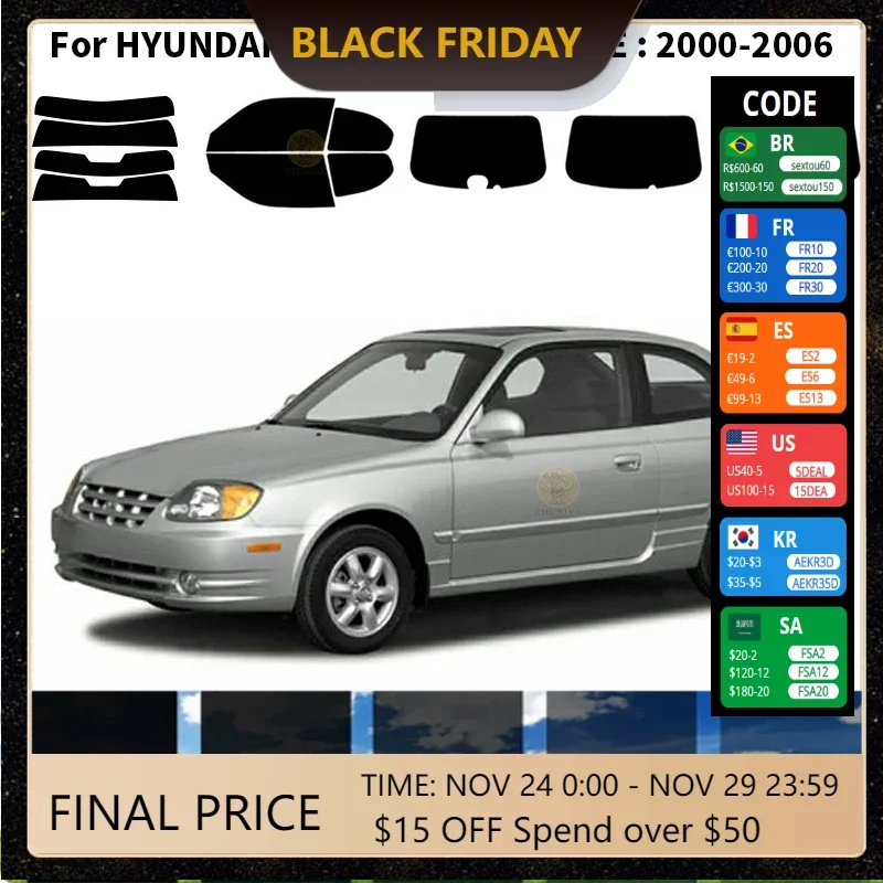 

Precut nanoceramics car UV Window Tint Kit Automotive Window Film HYUNDAI ACCENT 2 DR COUPE 2000-2006