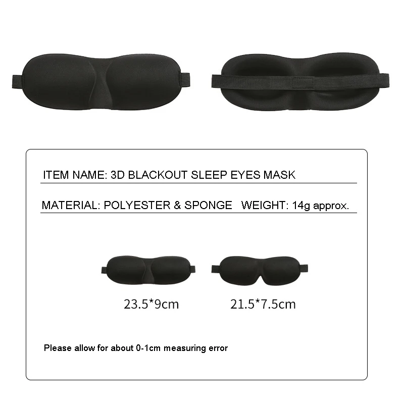3D Shading Sleeping Eye Mask Block Out Light Soft Blackout Sleeping Aid Travel Eyeshade Blindfold Eyepatch Slaapmasker