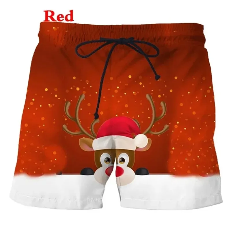 3DPrintingMensChristmasShortsFashionCasualSwimmingBeachShorts