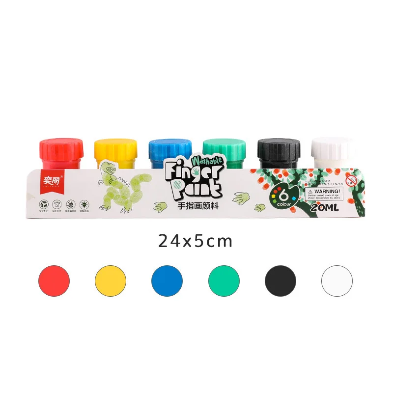 ערכת צביעת אצבעות ניתנת לשטיפה ב-6/12 צבעים לילדים, ציוד אמנותי לילדים, אמנות בצבעי מים לפעילויות ציור דודל