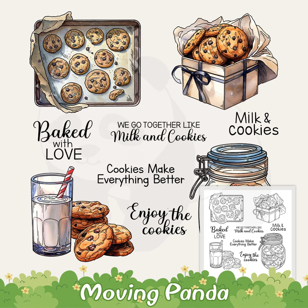 

Sweet Baked Cookies Pancake & Milk Clear Stamps DIY Scrapbooking Supplies Silicone Stamp For Card Making Albums Crafts Decor