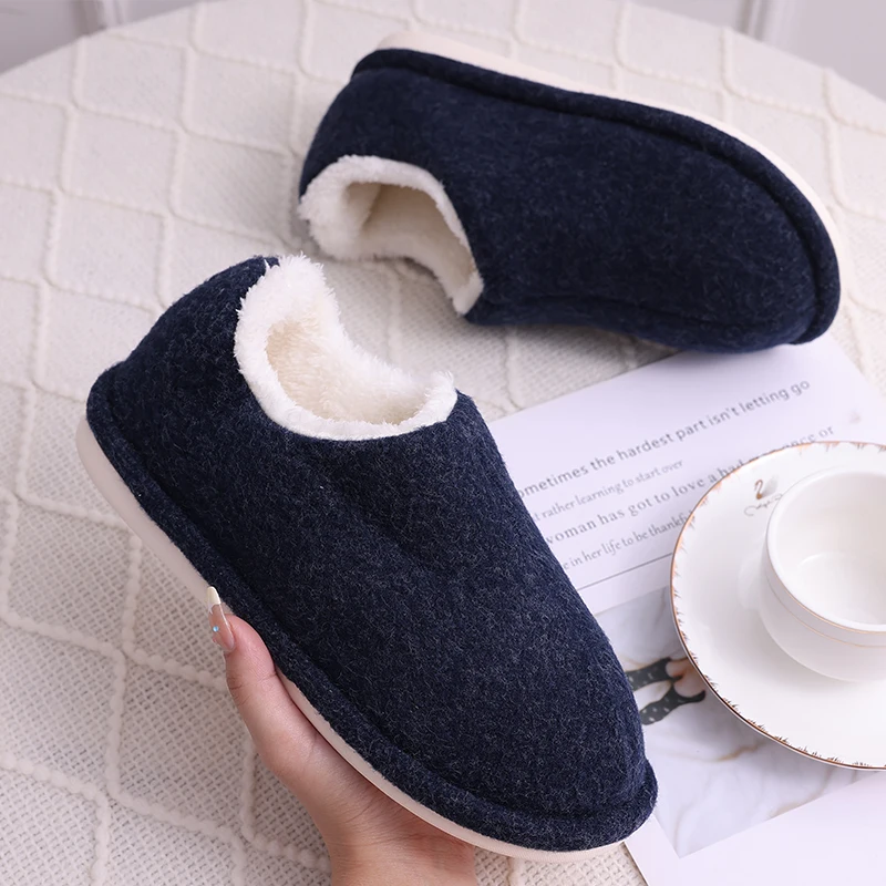 Comwarm Winter Fur Fluffy Slippers Women Winter Fluffy Non-Slip House Shoes Indoor Warm Plush Home Slippers Casual Furry Shoes