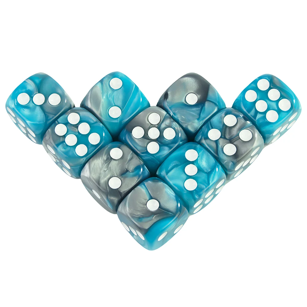Game Dice 12mm D6 Acrylic Dices Mini 6-sided Two Color Cube Round Corner for Club Party DND RPG Board Game Bar Table Accessories