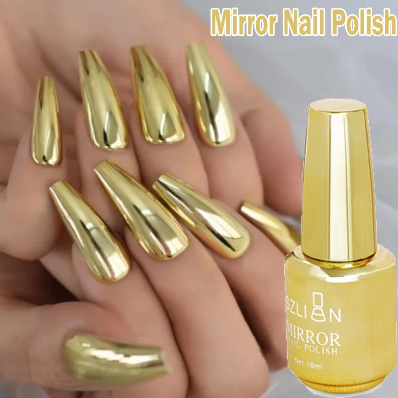 12ColorsMirrorEffectNailPolishGoldSilverGlitterDiamondSemi