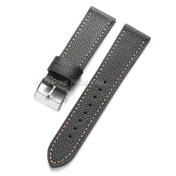 Vintage Handmade Soft Leather Watch Band - Cowhide Strap Bracelet Accessories - 22mm (Black)