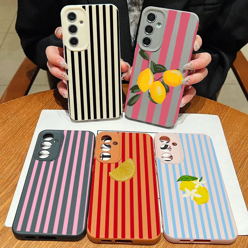 Retro Striped Luxury Leather Texture Phone Case Cover