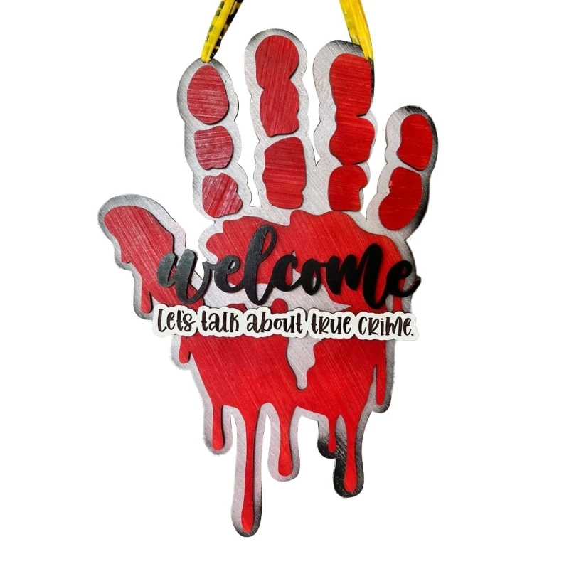 

Halloween Blood Handprint Door Sign Decorative Outdoor Garden Yard Decor