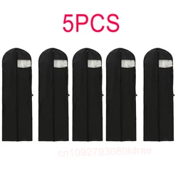 Large Dustproof Garment Protector Bag for Suits, Dresses, and Coats (Black  5pc)