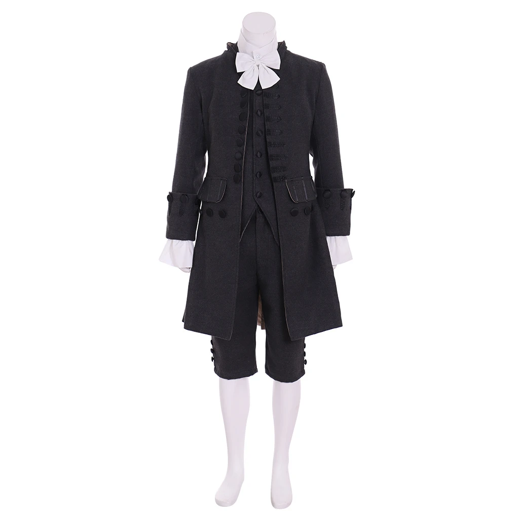 

Colonial Uniform 17th 18th Century Colonial Outfit Cosplay Men's Black Rococo Medieval 18th Century Cosplay Costume Outfit Suit