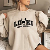 Loki God of Mischief Sweatshirt Loki Inspired Sweater Unisex Long Sleeve Crewneck Sweatshirts Graphic Hoodies Superhero Pullover 1