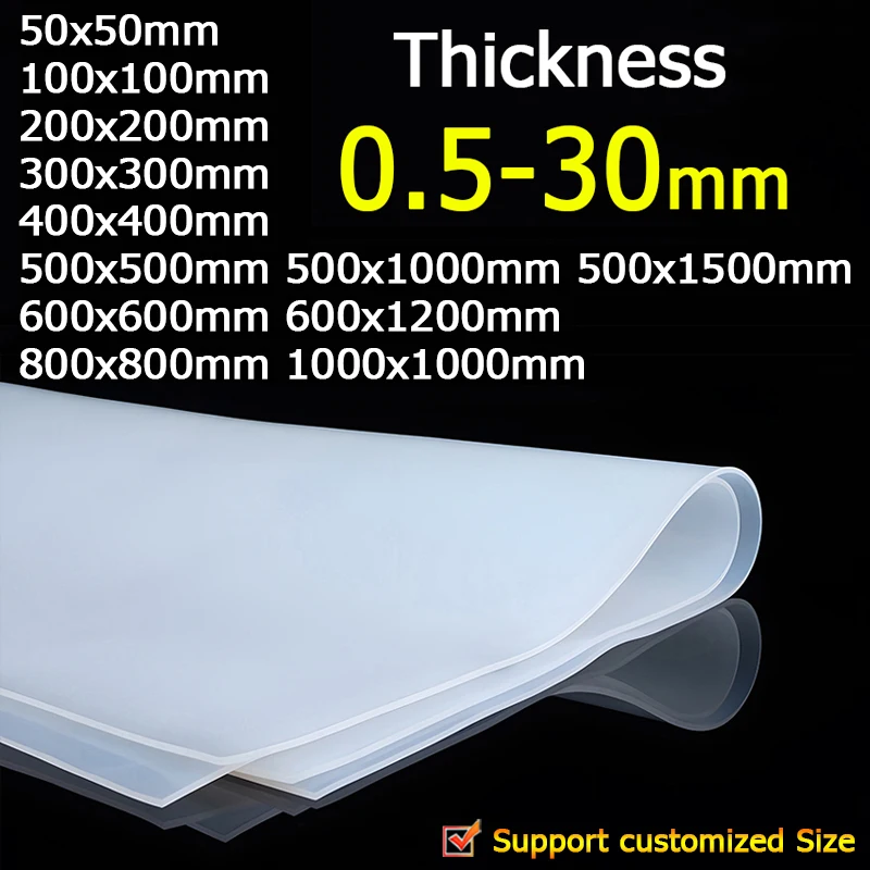5 Fogli In Gomma Siliconica Alimentare 300x300 Mm, Spessore 2 Mm, Bianco Traslucido, Resistente Da -60°C A 220°C