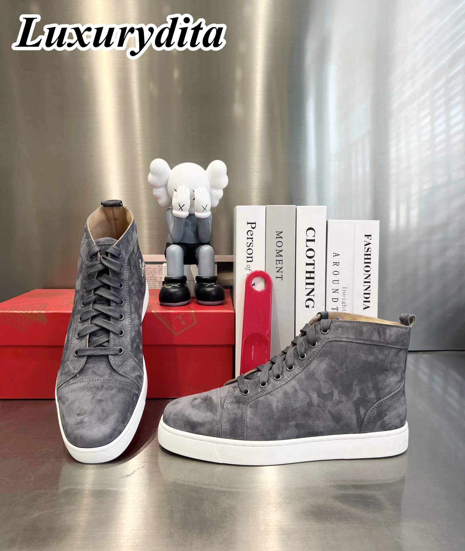 

LUXURYDITA Designer Men Casual Sneakers Real Leather Red sole Luxury Womens Tennis Shoes 35-47 Fashion Unisex loafers HJ1355