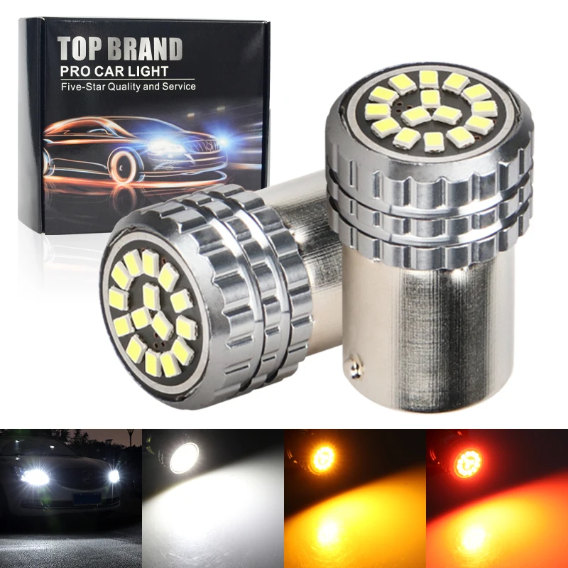 

2pcs 1156 BA15S P21W LED Car Lights BAU15S PY21W 2016 15SMD 1157 BAY15D Brake Light Reverse Lamp Daytime Running Signal Light