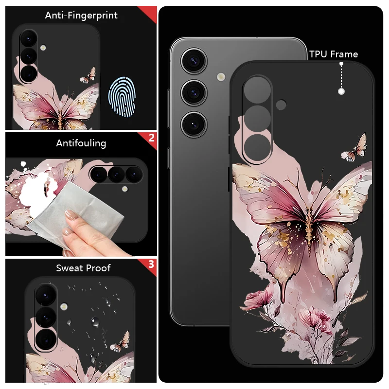 Pink Butterfly Print Soft TPU Phone Case
