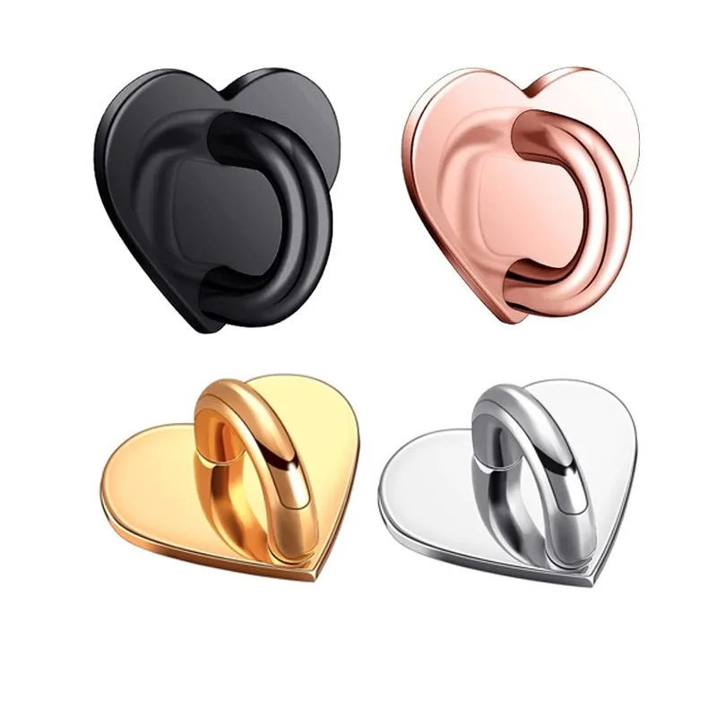 Metal Heart Phone Charm Hook with Adhesive Patch for Case Back Straps and Chains
