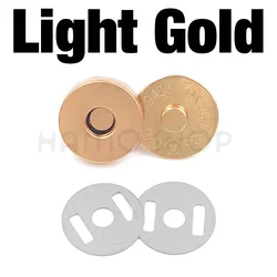 Set of 10 Magnetic Snap Fasteners for Handbags and Wallets - Craft Accessory Buckles (Light Gold)