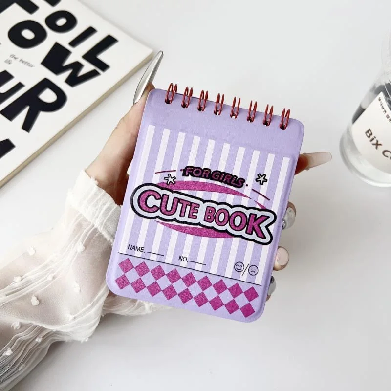 Y2K Painted PU Leather Protective Phone Case - Notebook Design