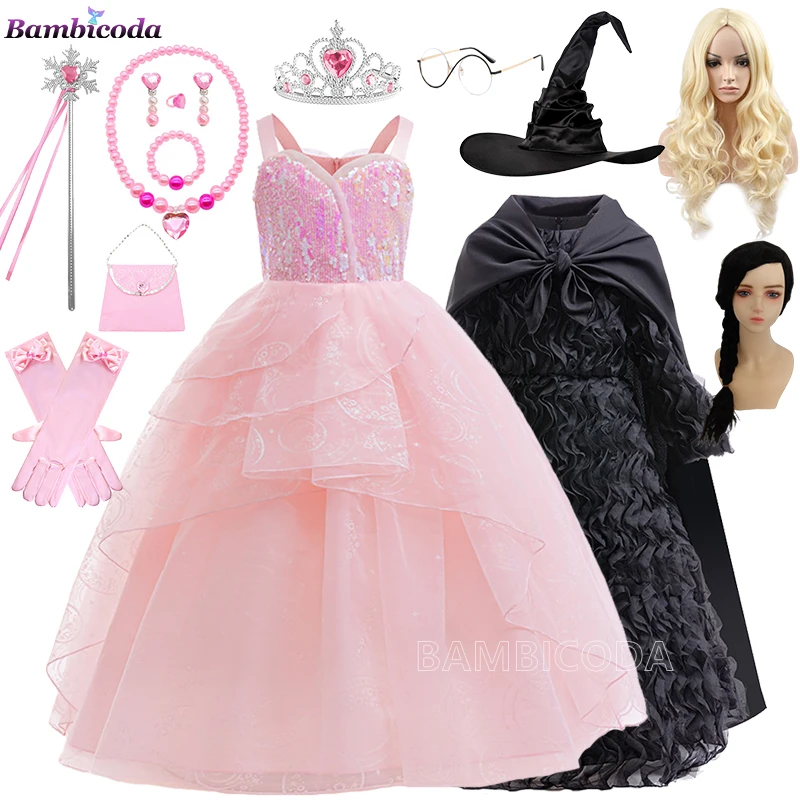 Cosplay Costume Glinda Pink Princess Dress Costume For Girl Party Movie Party Witch Clothing cosplay costume kids girls dress
