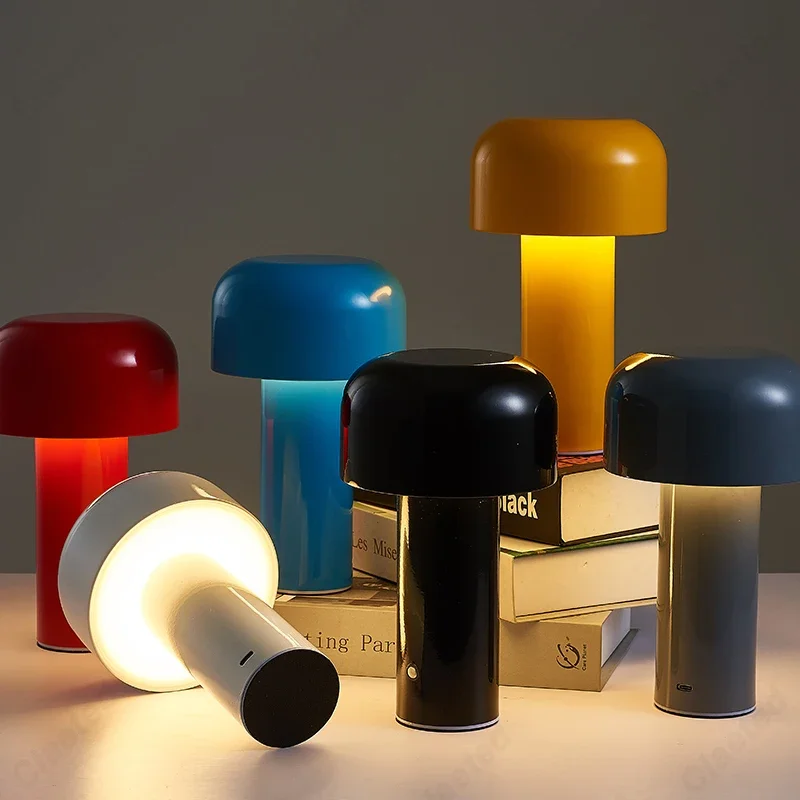 

Italian Designer Mushroom Table Lamp Night Light Portable Cordless Touch Rechargeable Decor Lamp USB Bedside Lamp Desktop Light