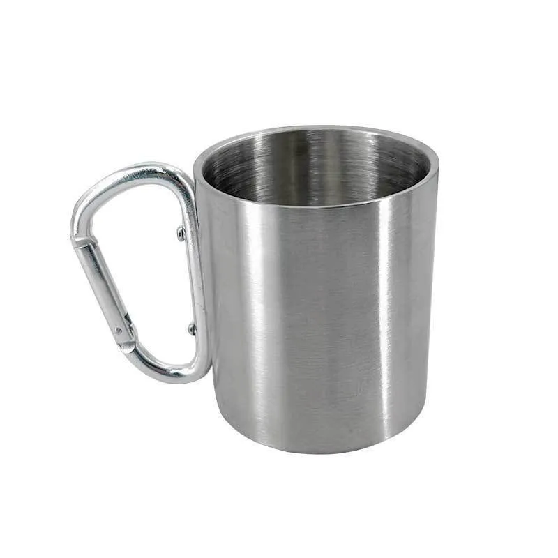 Portable Stainless Steel Button Water Cup Portable Cups Leak-Proof Outdoor Camping Hiking Travel Mug with Compact Design Durable Camping Gear