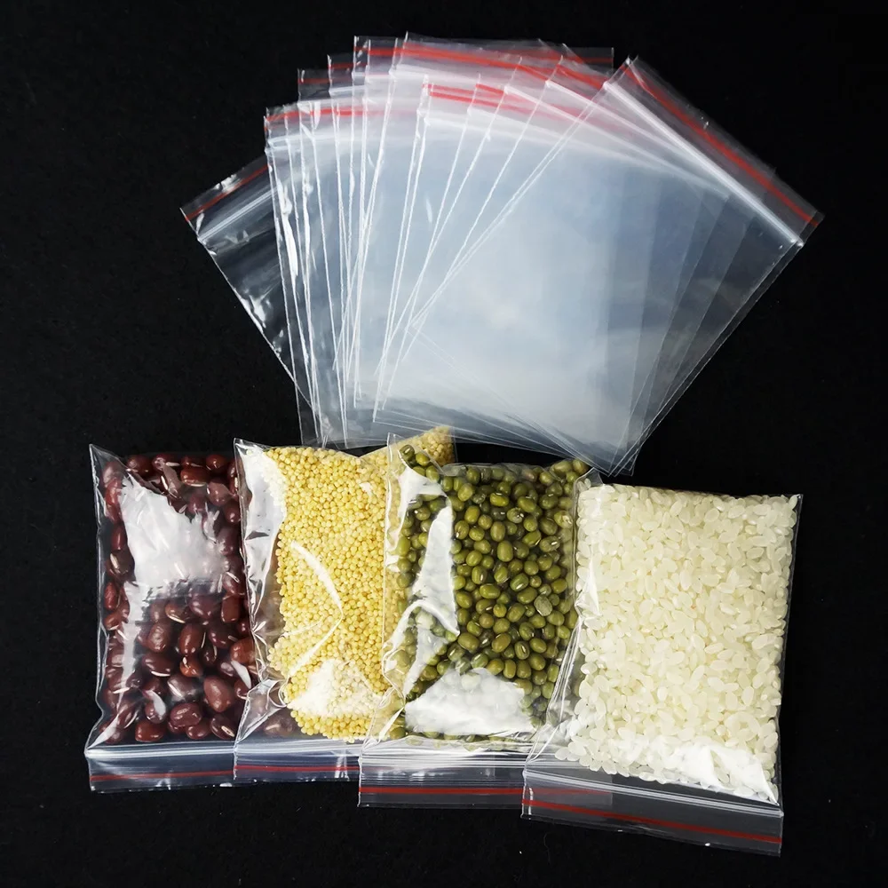 100 Stuks Doorzichtige Poly Zakken Herbruikbare Zip Lock Doorzichtige Plastic Afdichting Verpakking Zakken Voor Snoep Moer Voedsel Opslag (10 * 15 Cm
