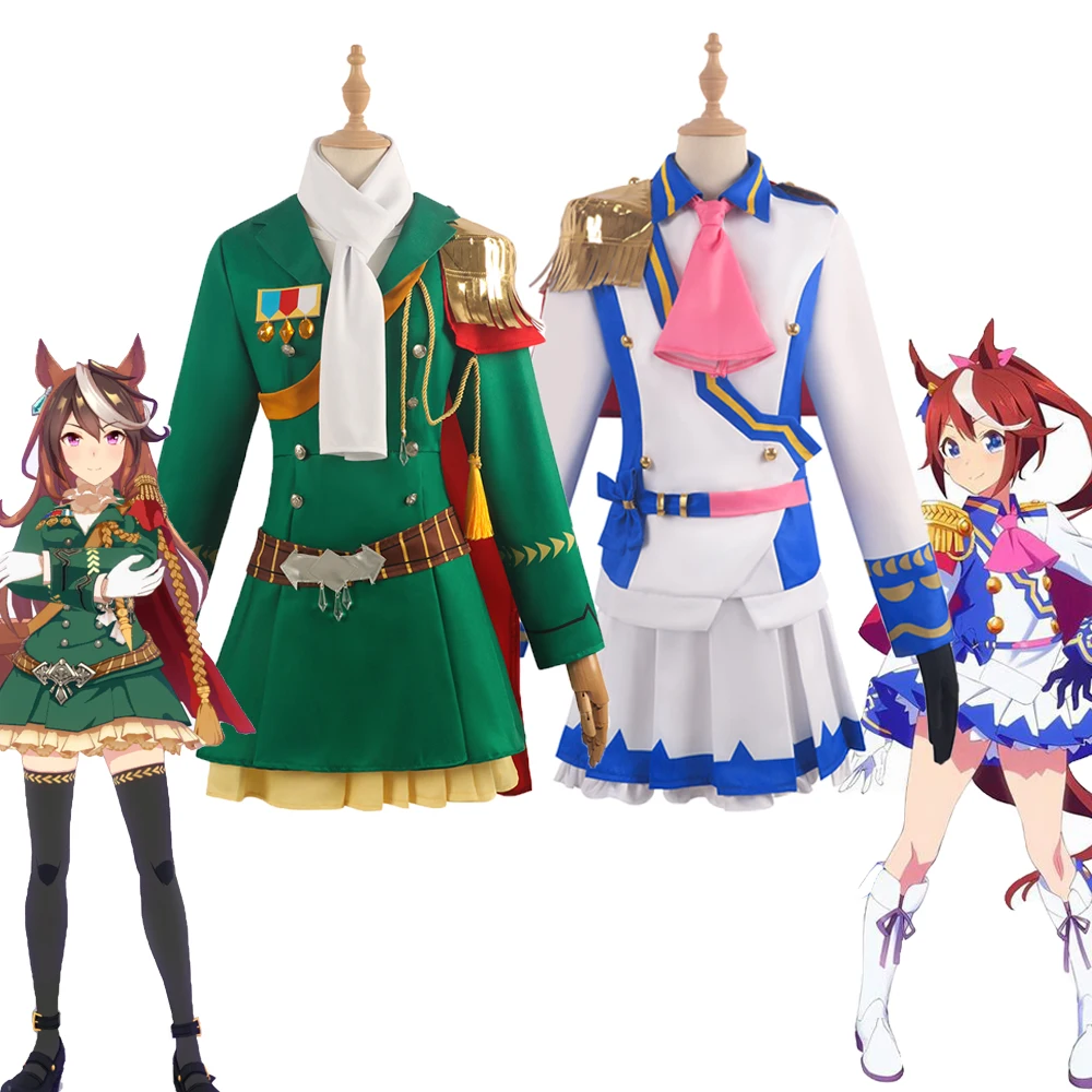 

Anime Pretty Derby Tokai Teio Symboli Rudolf Cosplay Costume Adult Women Dress White Green Girl Uniform Skirt Top Suit Halloween