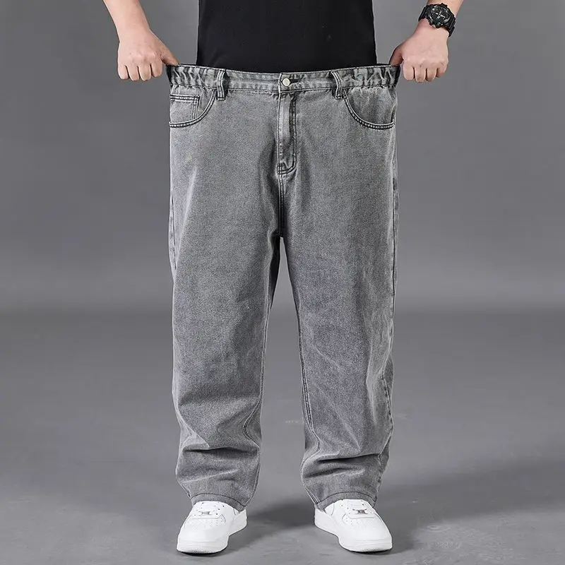 Spring Autumn Large Size Jeans Men Large Code Blue Grey Large Oversized The Elastic Big Men Pants 46 50 52 150KG 2