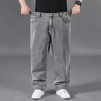 Spring Autumn Large Size Jeans Men Large Code Blue Grey Large Oversized The Elastic Big Men Pants 46 50 52 150KG 2