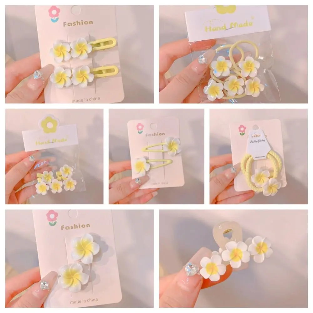 Hair Rope Plumeria Flower Hair Clip Hair Accessories Traditional Egg Flower BB Clip Yellow Hair Ornaments Flower Barrette Gift